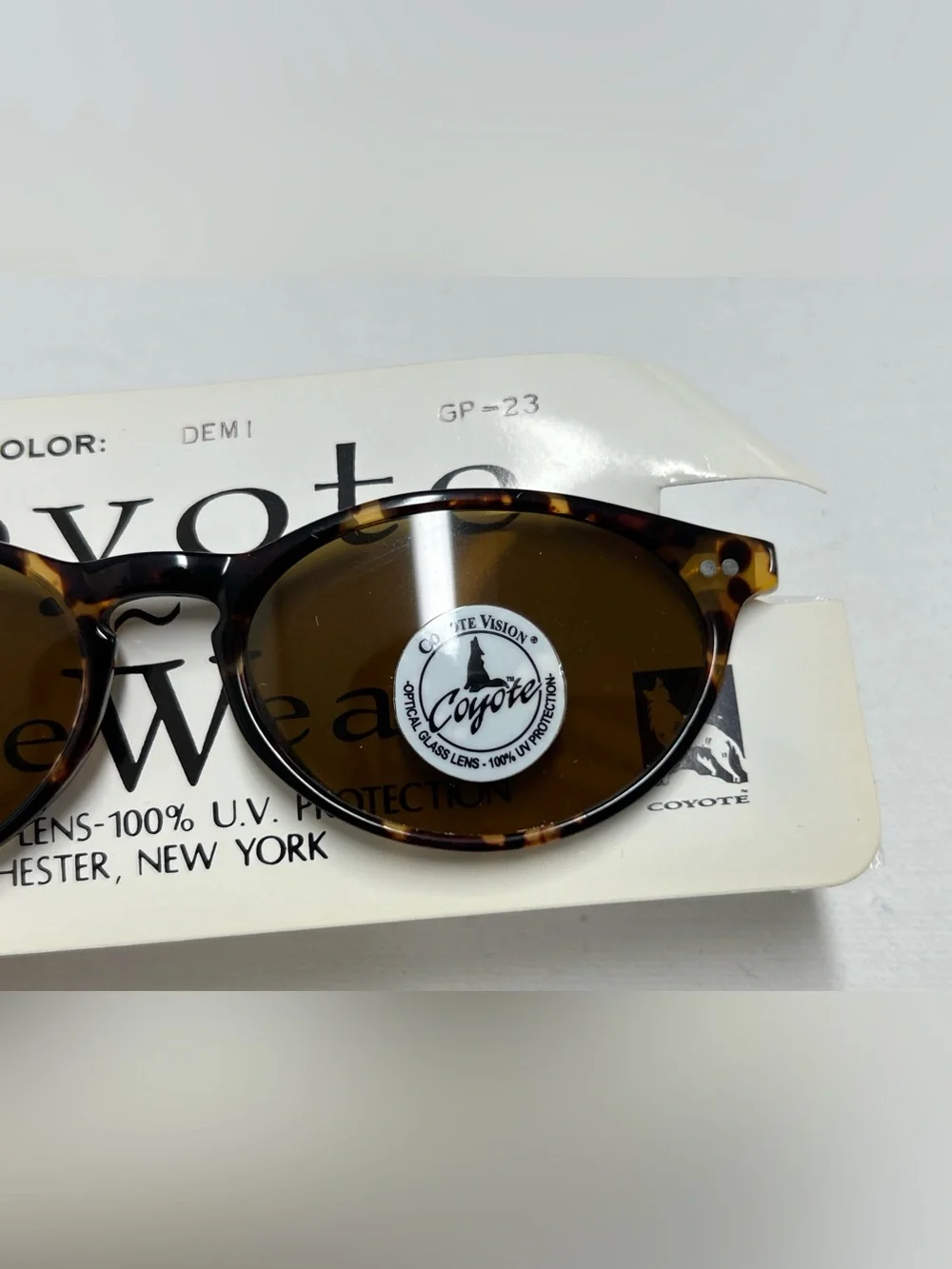 Coyote Eyewear GP-23 Tortoise Sunglasses Brown Lens NOS w Box Vintage